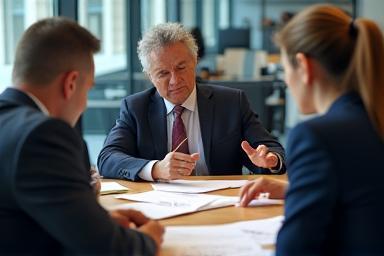 Business meeting discussing product concept and requirements